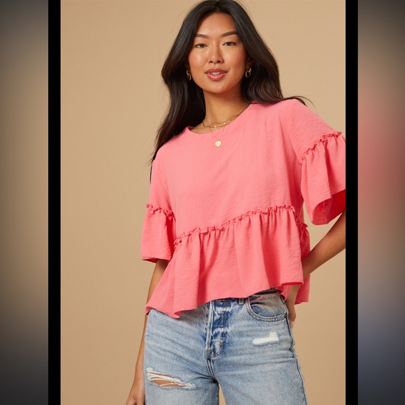 Altar'd State Pink Peplum Top - Picture 2 of 8